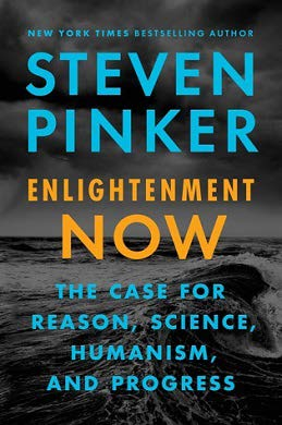 Steven Pinker: Enlightenment Now - kirjan kansikuva; pilvien peittämä tumma aaltoileva meri