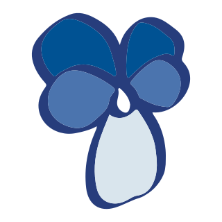 Pro-Seremoniat logo. Viisilehtinen sinisävyinen orvokki.