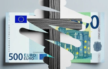 Montaasi 500 euron setelistä ja rististä