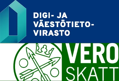 Digi- ja väestötietoviraston sekä Verohallinnon logot päällekkäin