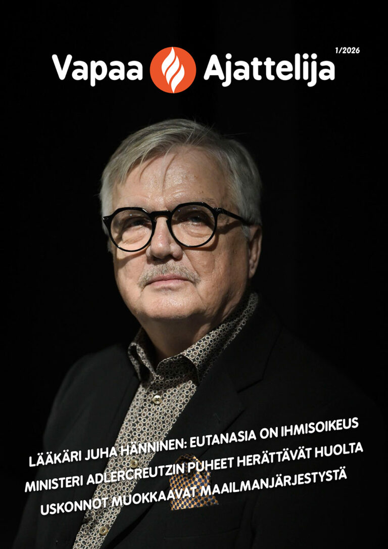 Vapaa Ajattelija 1/2026 kansikuva. Kuvassa Juha Hänninen.
