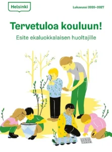Yhdistys vaati aikanaan Helsingin kaupungin ”Tervetuloa kouluun” -oppaan parantamista niin, että siellä mainittaisiin elämänkatsomustieto asianmukaisesti. Vasta vuonna 1994 asiaan saatiin parannus, vaikka aine oli aloittanut jo 1985. - Piirretyssä kuvassa lapsia opettajan kera luontoretkellä lehtipuiden ympäröimänä.