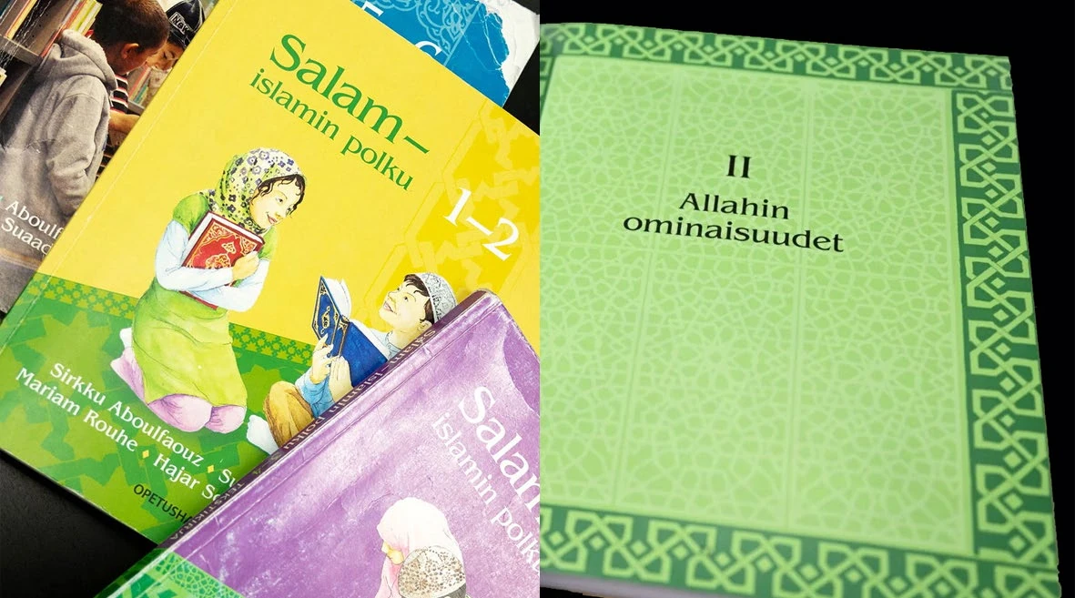 Kuvassa kolme islamin oppikirjaa